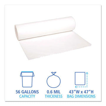 Boardwalk® Low-density Waste Can Liners, 56 Gal, 0.6 Mil, 43" X 47", White, 100-carton freeshipping - TVN Wholesale